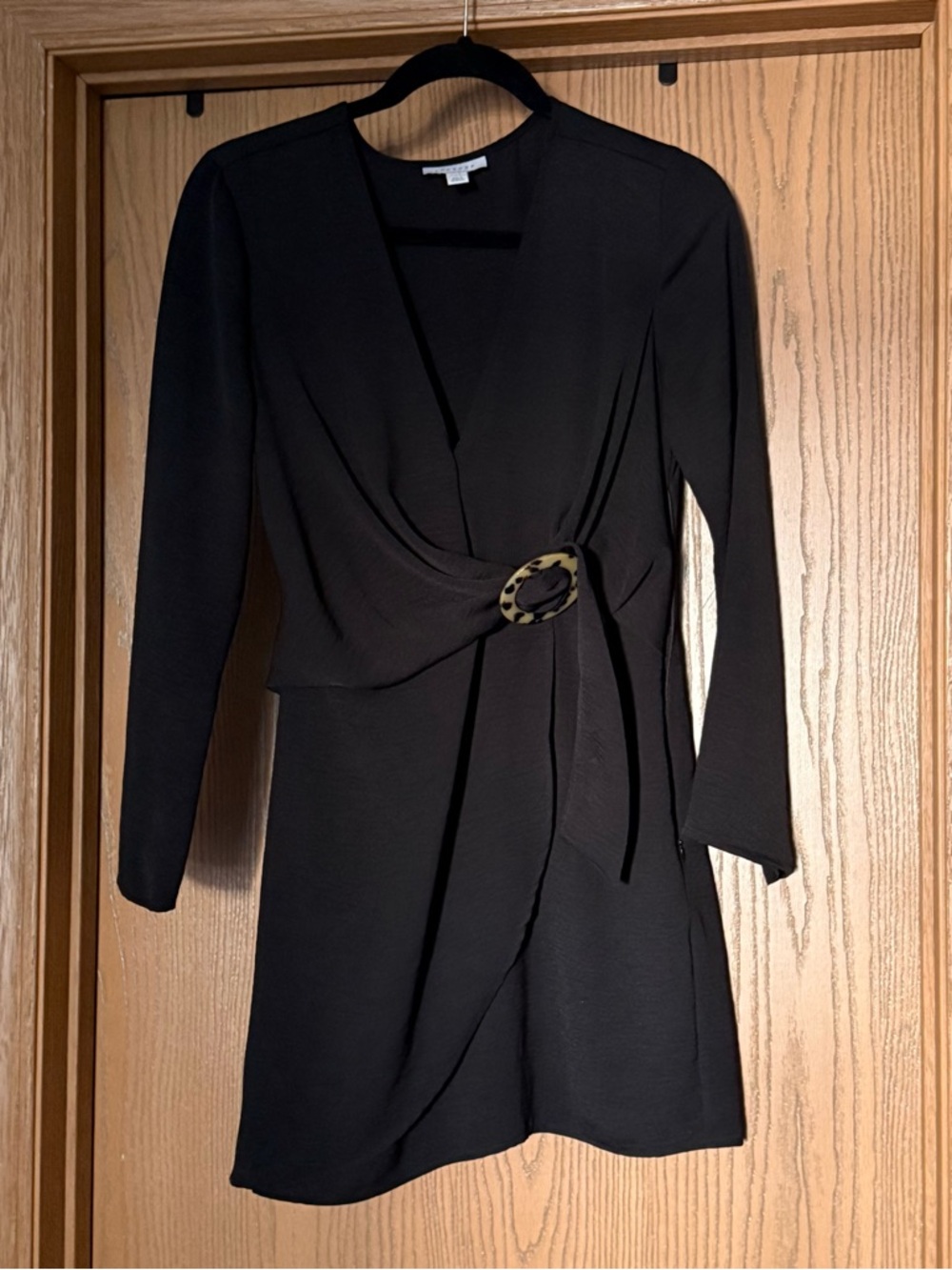 Top Shop Long Sleeve Black Wrap Dress